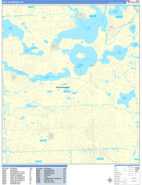 West Bloomfield, MI Zip Code Map